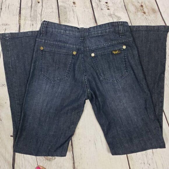 V CRISTINA Jeans Dark Blue Black Wash Mid Rise Boot Cut 4 - Picture 7 of 9